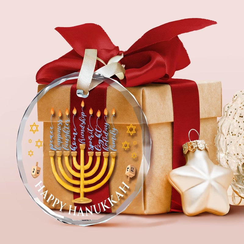 TEEBIM Hanukkah Gifts - Hanukkah Ornaments, Jewish Christmas Ornaments - Chanukah Christmas Ornament - Spiritual Jewish Gifts for Women, Men - Glass Hanging Ornament 2025 - Image 4